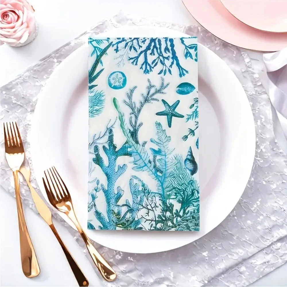 Set of 20 Ocean Themed Dinner Napkin Guest Towels for Large Party